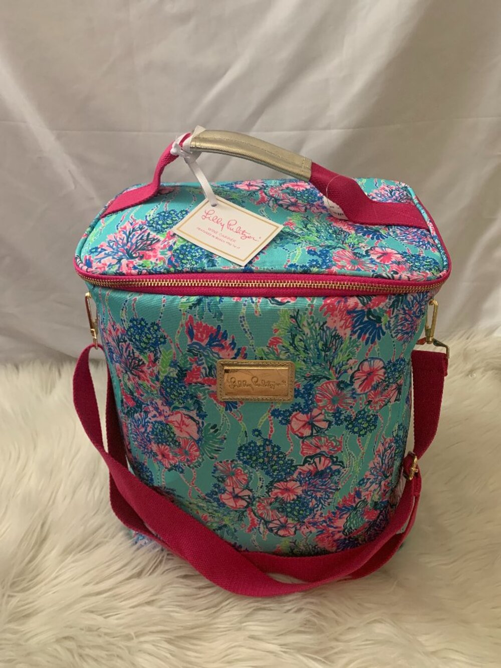 LILLY PULITZER Beach You to It Insulated Wine Carrier Tote Bag